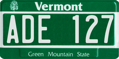 VT license plate ADE127