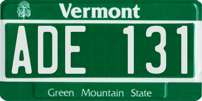 VT license plate ADE131