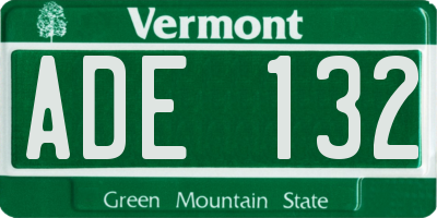VT license plate ADE132