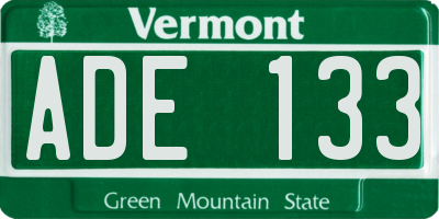 VT license plate ADE133