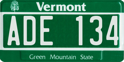 VT license plate ADE134