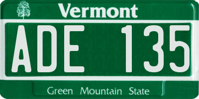 VT license plate ADE135