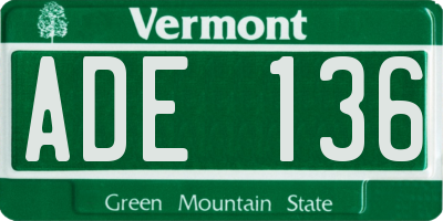 VT license plate ADE136