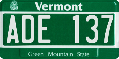 VT license plate ADE137