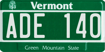 VT license plate ADE140