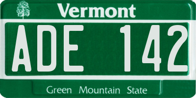 VT license plate ADE142