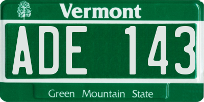 VT license plate ADE143