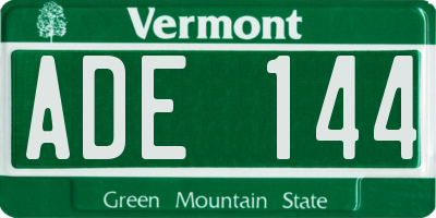 VT license plate ADE144