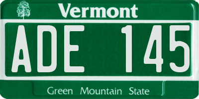 VT license plate ADE145