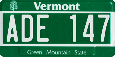 VT license plate ADE147
