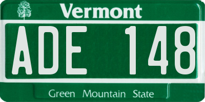 VT license plate ADE148