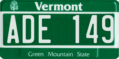 VT license plate ADE149