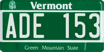 VT license plate ADE153
