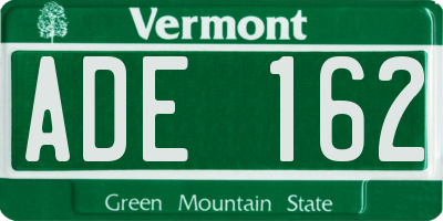 VT license plate ADE162