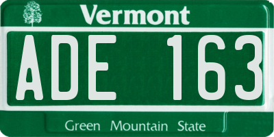 VT license plate ADE163