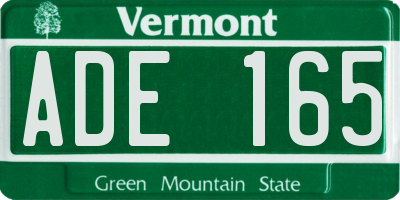 VT license plate ADE165