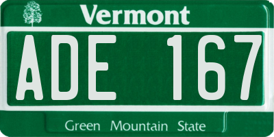VT license plate ADE167