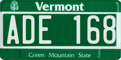 VT license plate ADE168
