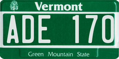 VT license plate ADE170