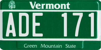 VT license plate ADE171