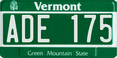 VT license plate ADE175