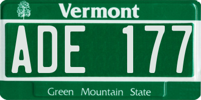 VT license plate ADE177