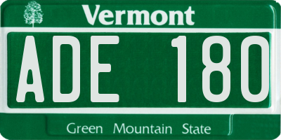 VT license plate ADE180