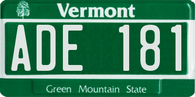 VT license plate ADE181
