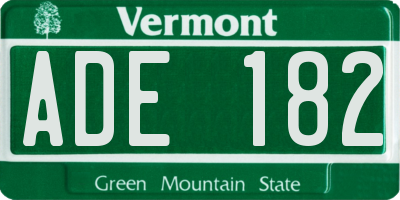 VT license plate ADE182