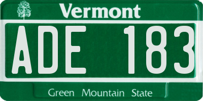 VT license plate ADE183