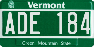 VT license plate ADE184