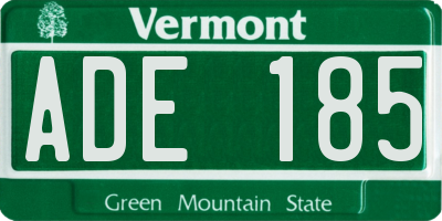 VT license plate ADE185