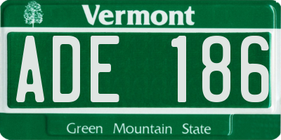 VT license plate ADE186