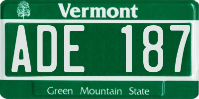 VT license plate ADE187