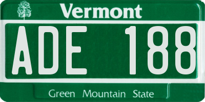 VT license plate ADE188