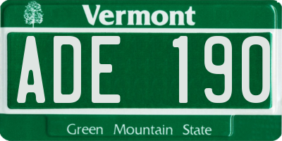 VT license plate ADE190