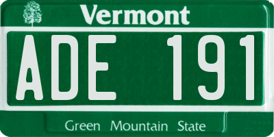 VT license plate ADE191