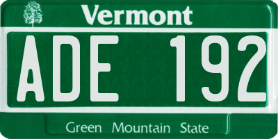 VT license plate ADE192