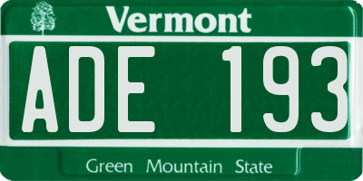 VT license plate ADE193