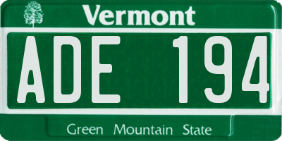 VT license plate ADE194