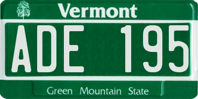 VT license plate ADE195