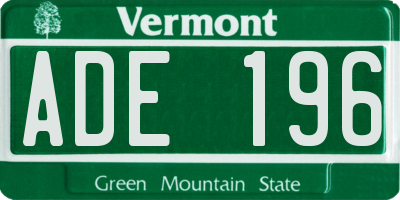 VT license plate ADE196