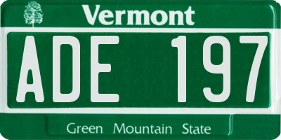 VT license plate ADE197