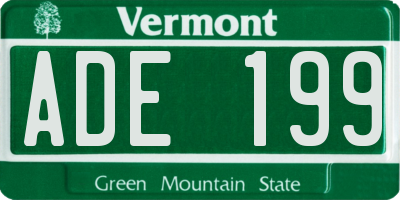 VT license plate ADE199