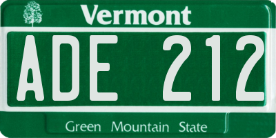 VT license plate ADE212