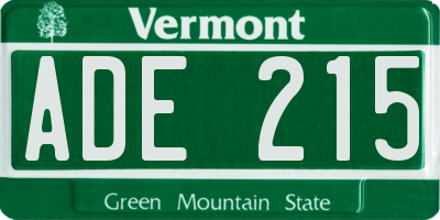 VT license plate ADE215