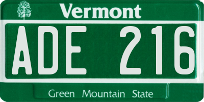 VT license plate ADE216