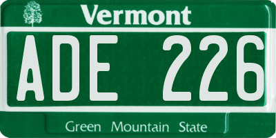VT license plate ADE226