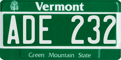 VT license plate ADE232