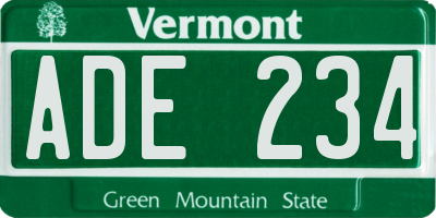 VT license plate ADE234